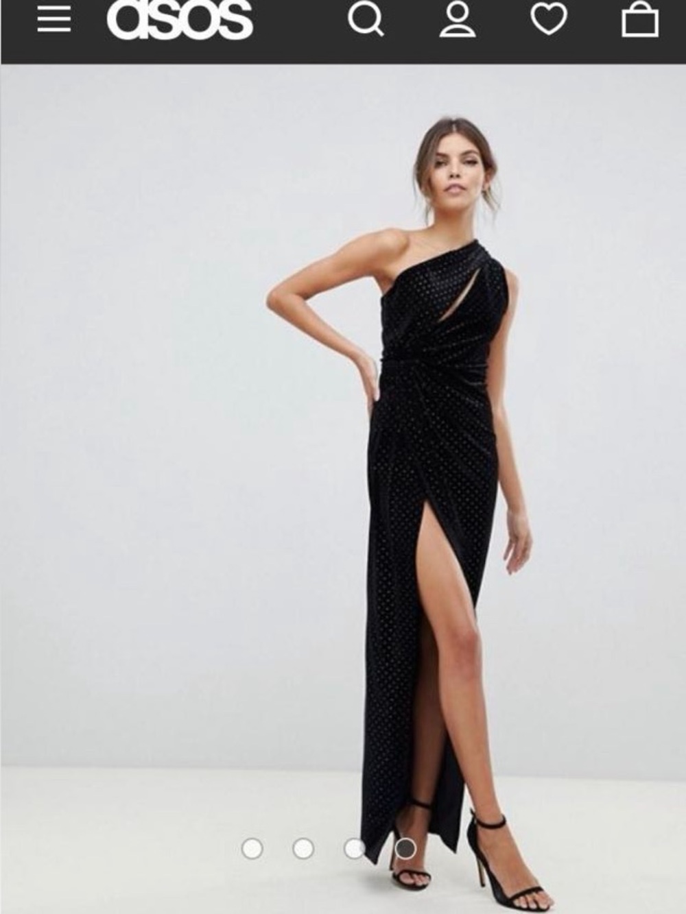 Elegant ASOS One-Shoulder Black Velvet Gown (Size 8)